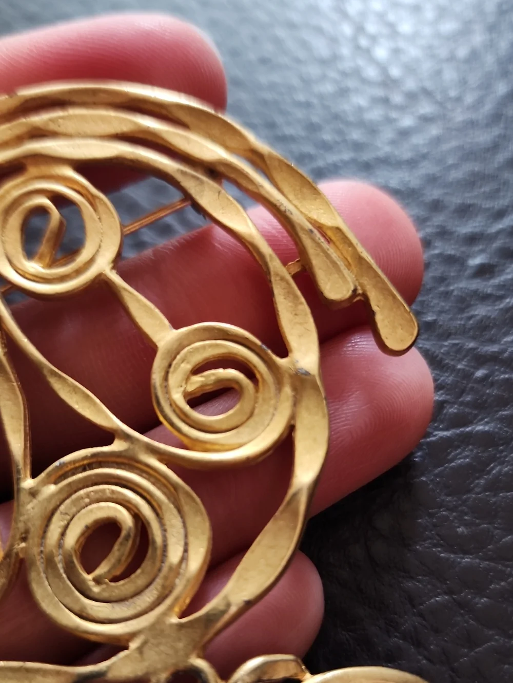 VTG Gold Tone Chunky Abstract Brooch